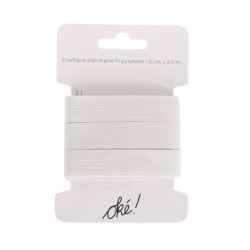SACHET DE 6 / ELASTIQUE PLAT MAILLE POLYESTER BLANC 20 MM. X 1,5 M.